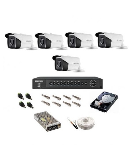 Sistem supraveghere IP Hikvision 5 camere exterior UltraHD